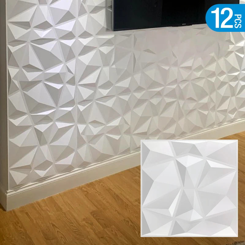 Set of 12 3D Wall Panels 30 x 30 cm, Non-Self-Adhesive 3D Wallpaper