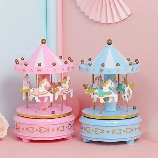 Luxury carousel music box of 4 rotating horses, romantic, luxury toys,, gifts