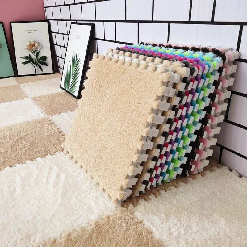 Tapis en peluche doux pour salon, chambre à coucher, puzzle  30 x 30 cm