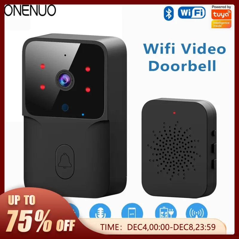 Tuya WiFi Wireless Home Doorbell Camera Bell with Alexa Google
 Powered DC AC Battery